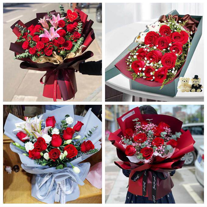 广东江门市蓬江区江海区新会区同城鲜花店送11朵33枝玫瑰表白女友