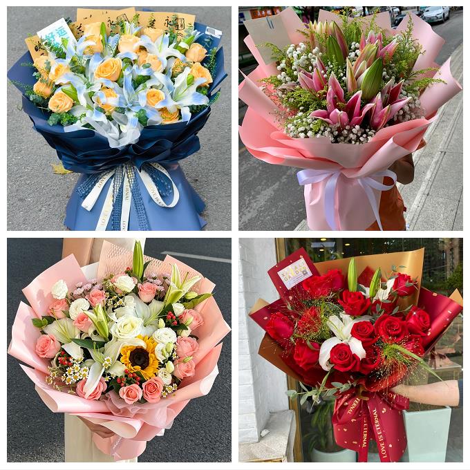 雅安市雨城名山区荥经汉源县同城鲜花店玫瑰百合花束送老婆女朋友