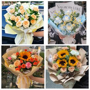 淮南市大通区田家庵谢家集区同城鲜花店送男士朋友向日葵玫瑰花束