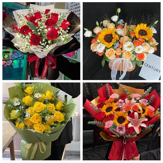 向日葵玫瑰混搭花束送朋友衡水市桃城区枣强武邑武强县同城鲜花店