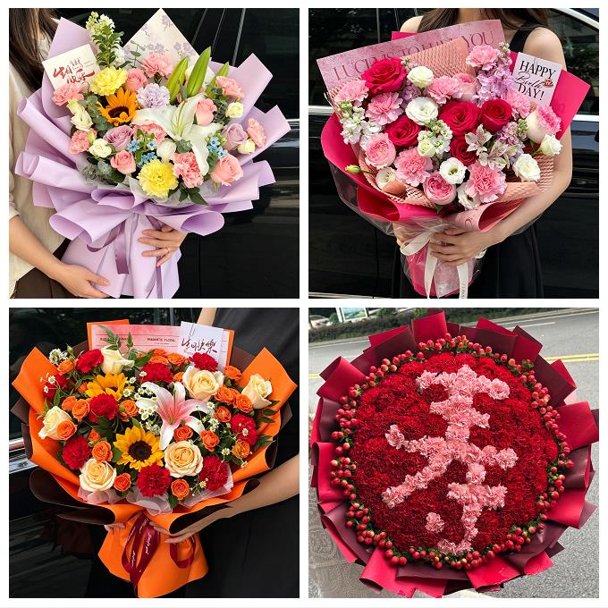 烟台市长岛县龙口莱阳莱州市同城鲜花店送康乃馨百合长辈生日花束