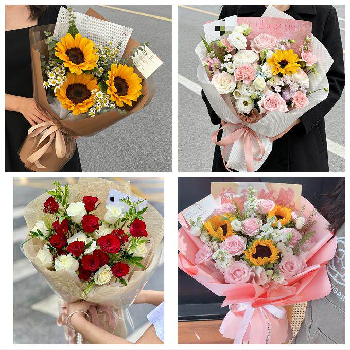 向日葵玫瑰混搭花束送朋友送昆明市宜良县石林县嵩明县同城鲜花店