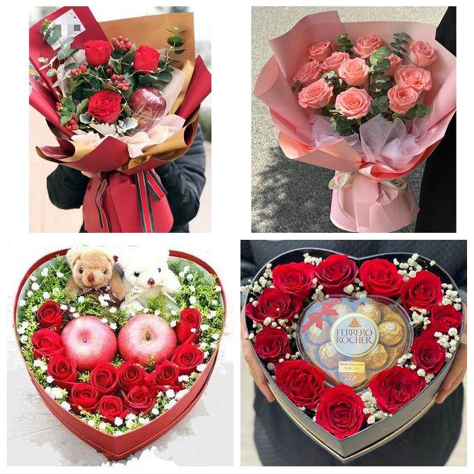 送昆明市宜良县石林县嵩明县同城鲜花店平安夜玫瑰礼盒送女友老婆