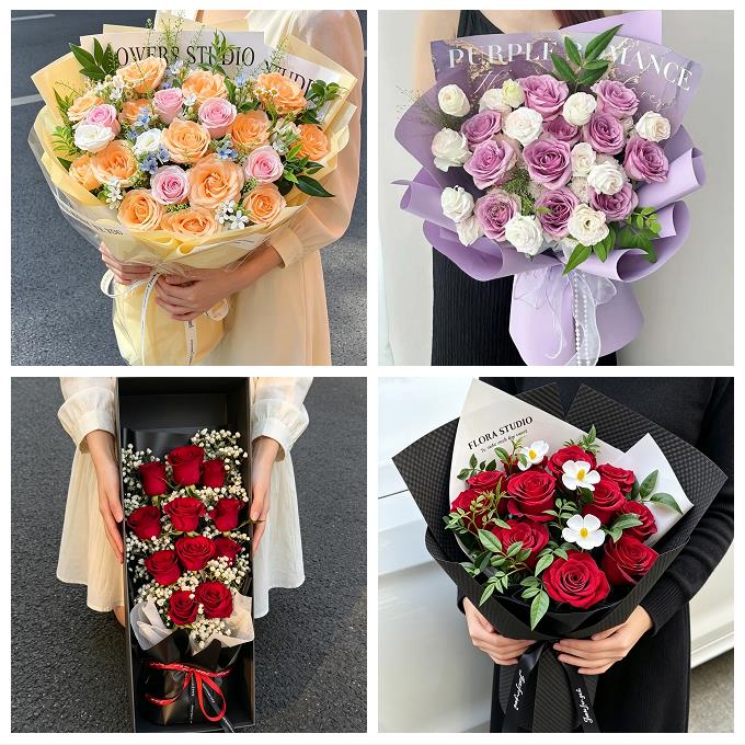 湖北武汉市洪山江夏黄陂新洲区同城鲜花店七夕玫瑰花束送女友老婆