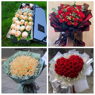 克拉玛依市区独山子区白碱滩区同城鲜花店送11朵33枝玫瑰表白女友