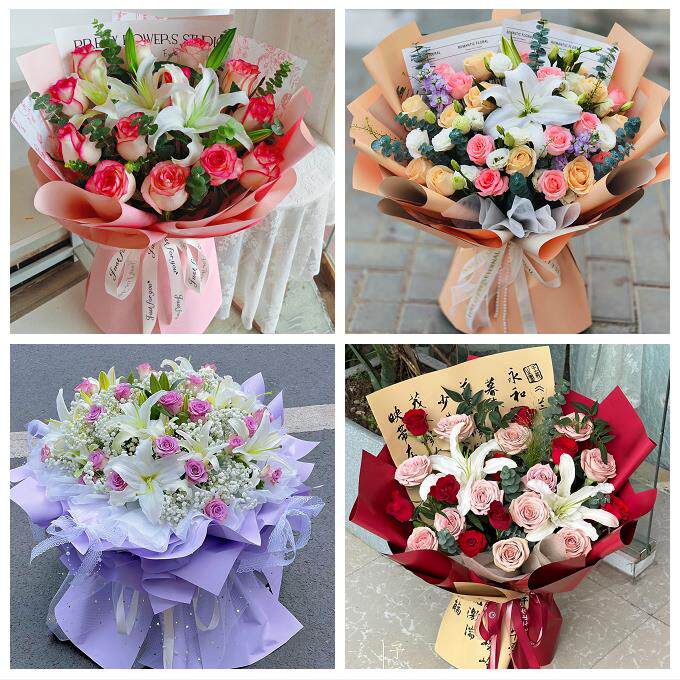 北京市房山区东风迎风星城街道同城鲜花店送玫瑰百合花束老婆生日
