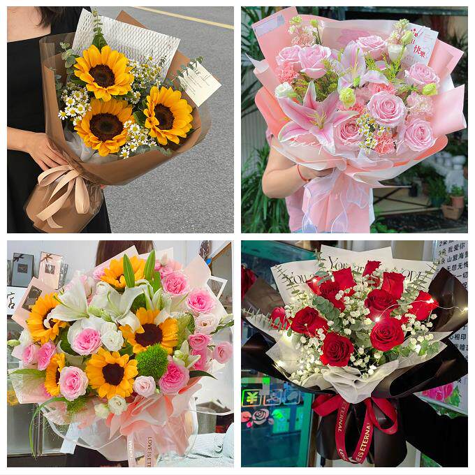 向日葵玫瑰混搭花束送朋友送昆明市禄劝县寻甸县安宁市同城鲜花店