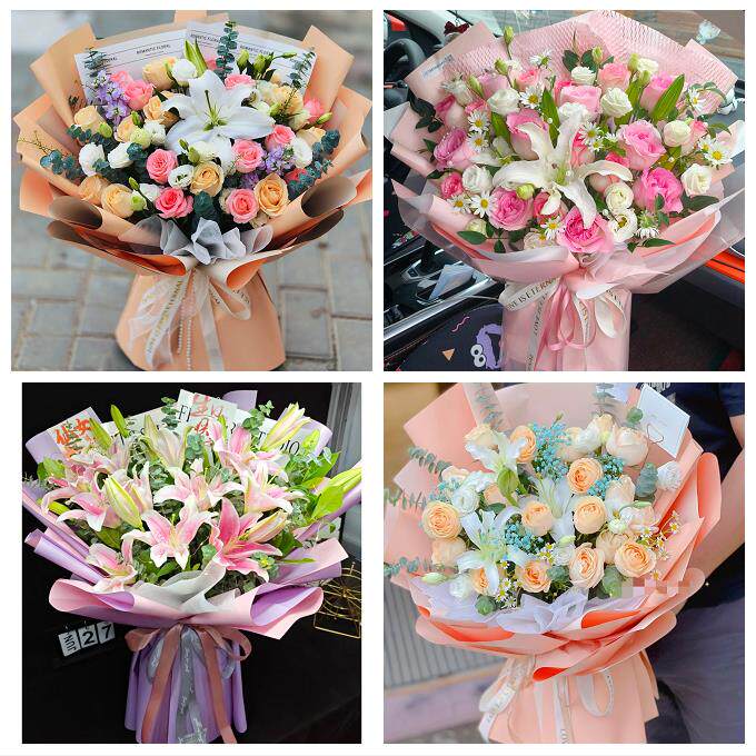 山东枣庄市市中区薛城区峄城区同城鲜花店送玫瑰百合花束老婆生日