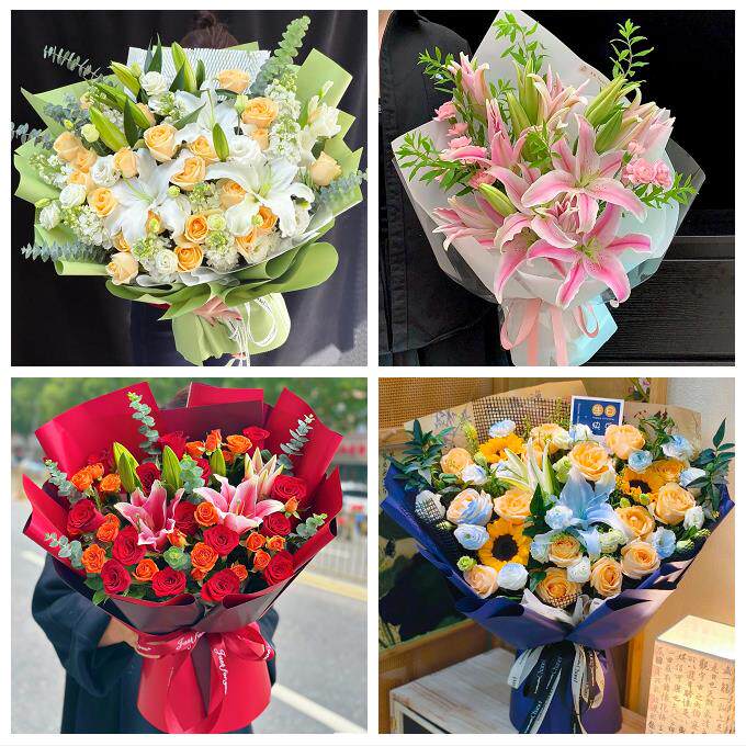 湖北武汉市洪山江夏黄陂新洲区同城鲜花店送玫瑰百合花束老婆生日