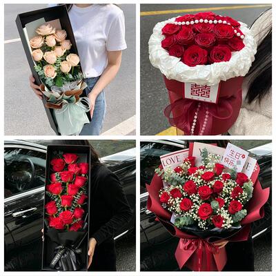 520玫瑰花束礼盒送女友山西运城市盐湖区临猗县万荣县同城鲜花店