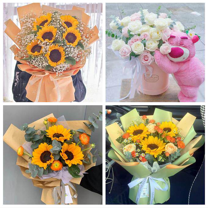 广西河池市金城江宜州区南丹县同城鲜花店向日葵玫瑰混搭生日花束