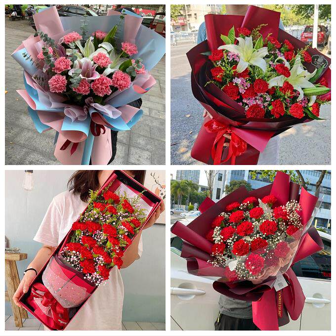抚州市溪县资溪县东乡广昌县同城鲜花店38节康乃馨百合花束送长辈