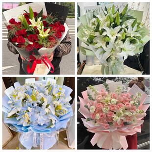 兰州市城关区七里河西固安宁区同城鲜花店送玫瑰百合花束老婆生日