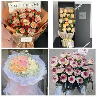 送丹东市宽甸县东港市凤城市同城鲜花店情人节玫瑰花束礼盒送女友