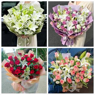 锦州市黑山县义县凌海北镇市同城鲜花店玫瑰百合花束送老婆女朋友