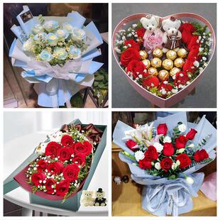 黑龙江牡丹江市宁安穆棱东宁市同城鲜花店送11朵33枝玫瑰表白女友