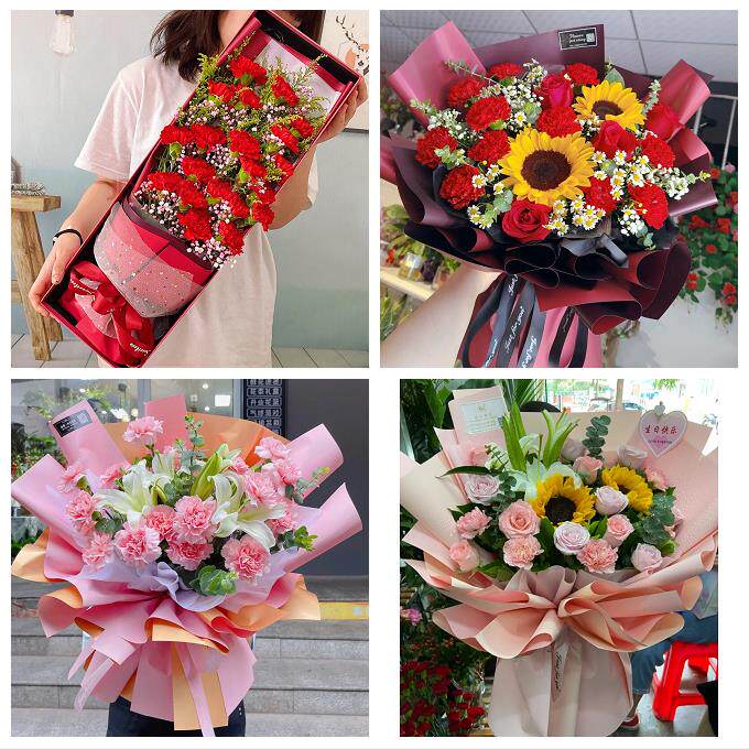 咸阳市秦都杨陵渭城区三原县同城鲜花店38节康乃馨百合花束送长辈
