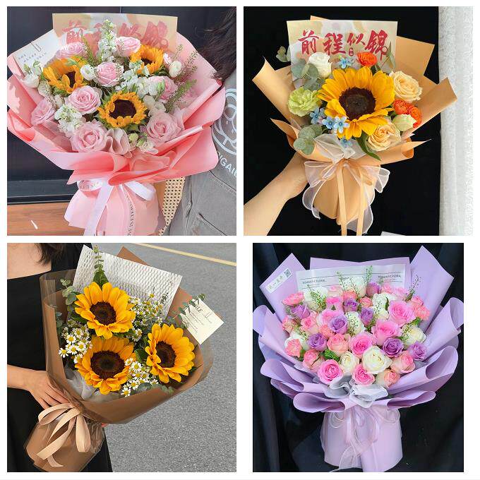 向日葵玫瑰混搭花束送朋友北京石景山区广宁五里坨鲁谷同城鲜花店