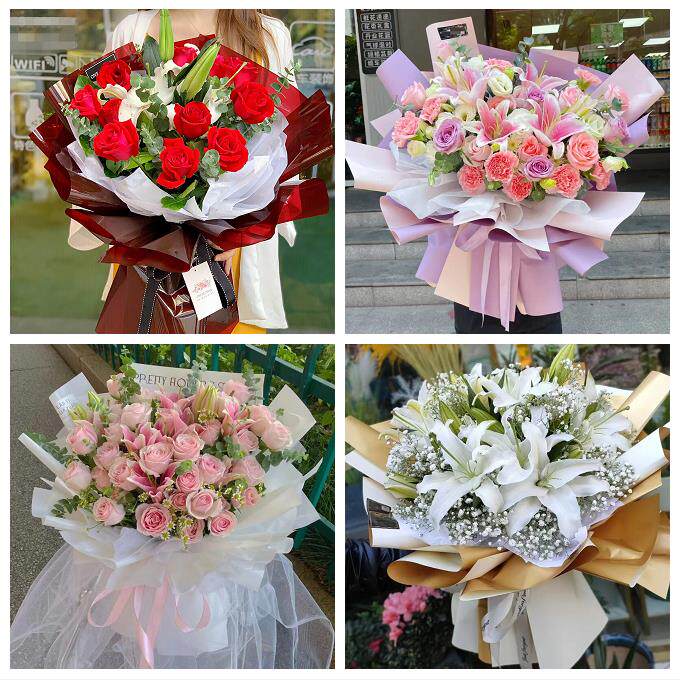 四平市伊通县公主岭市双辽市同城鲜花店送闺蜜女朋友百合玫瑰花束
