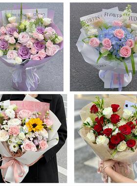 向日葵玫瑰混搭花束送朋友上海市浦东新区三林惠南周浦同城鲜花店