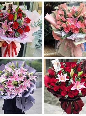 天津东丽区张贵庄丰年村万新同城鲜花店订玫瑰百合送女友老婆生日