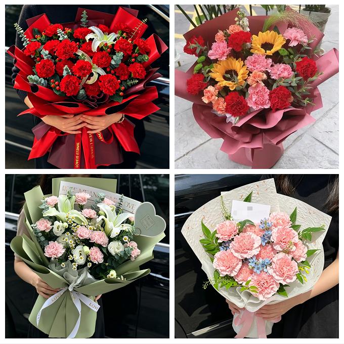宁夏省吴忠市同心县青铜峡市同城鲜花店送康乃馨百合长辈生日花束