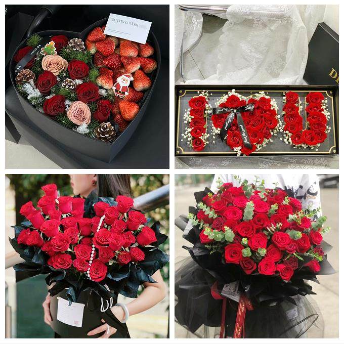 南充市顺庆高坪嘉陵区阆中市同城鲜花店平安夜玫瑰礼盒送女友老婆