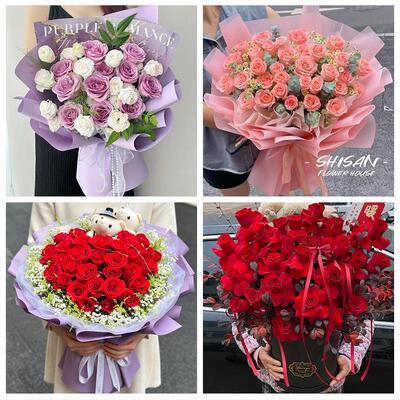 山西临汾市隰县永和县蒲县附近同城鲜花店七夕玫瑰花束送女友老婆