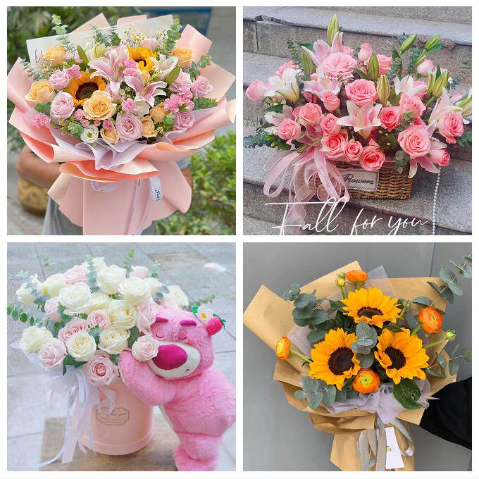 广西桂林市灵川全州兴安永福县同城鲜花店向日葵玫瑰混搭生日花束