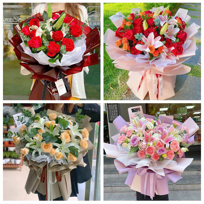 吉林昌邑龙潭船营丰满区永吉同城鲜花店送闺蜜女朋友百合玫瑰花束
