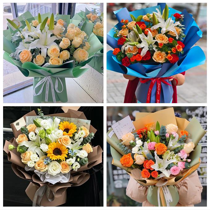 送上海市青浦区重固镇白鹤镇同城鲜花店送男士朋友向日葵玫瑰花束
