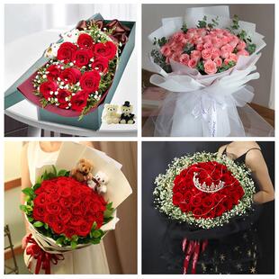 河北廊坊永清香河县大城文安县同城鲜花店送11朵33枝玫瑰表白女友