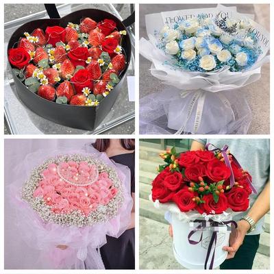 湖南张家界市慈利县桑植县附近鲜花店同城配送女朋友草莓玫瑰花束