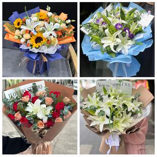 重庆市大渡口区南岸区北碚区同城鲜花店玫瑰百合花束送老婆女朋友