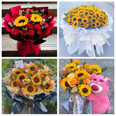 兰州市红古区永登县皋兰榆中县同城鲜花店学生高考向日葵玫瑰花束