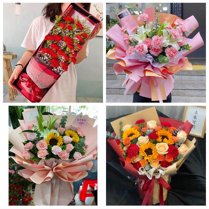 咸阳市泾阳县乾县礼泉永寿县同城鲜花店38节康乃馨百合花束送长辈