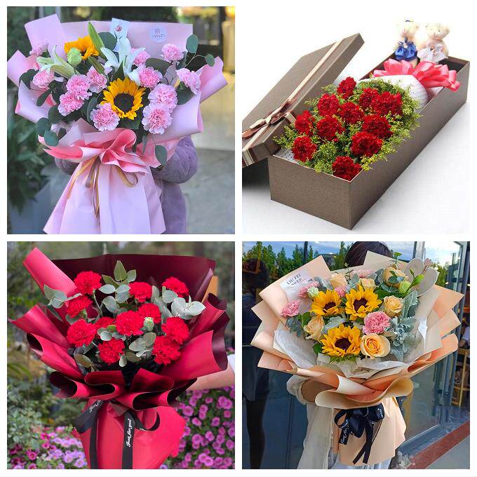 送绥化市庆安县明水县绥棱县同城鲜花店38节康乃馨百合花束送长辈