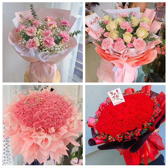 咸阳市秦都杨陵渭城区三原县同城鲜花店配送教师节康乃馨百合花束
