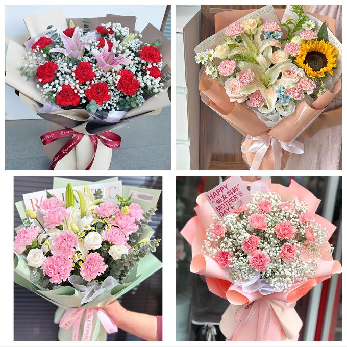 北京石景山区八宝山老山八角同城花店康乃馨百合鲜花束送长辈生日