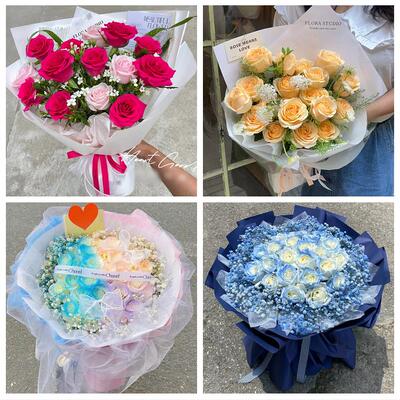 延边州龙井和龙市汪清安图县同城鲜花店女神节玫瑰花束送老婆女友