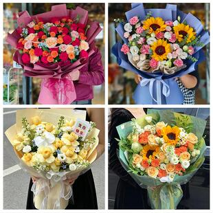 张家界永定武陵源区慈利桑植同城鲜花店送男士朋友向日葵玫瑰花束