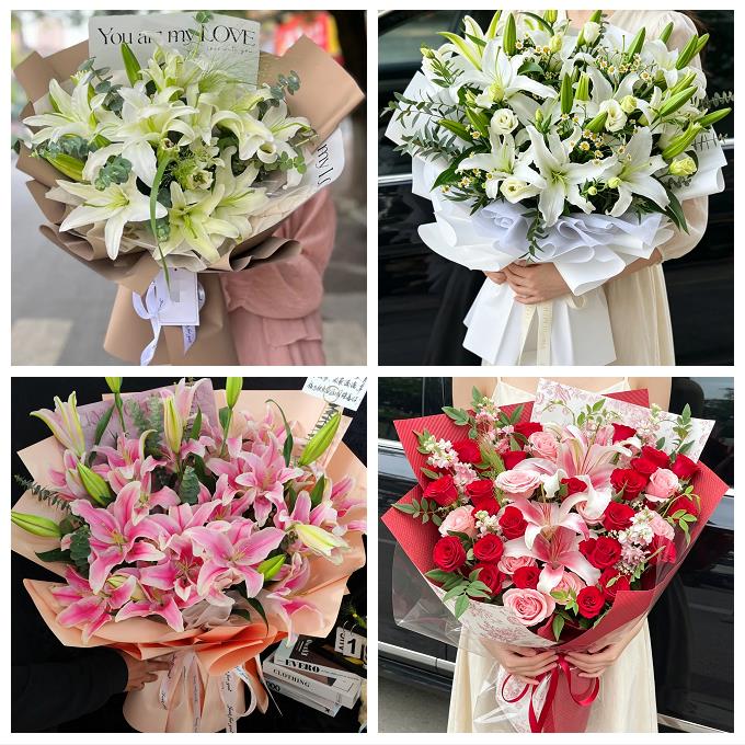 洛阳市吉利洛龙区孟津新安县同城鲜花店玫瑰百合花束送老婆女朋友