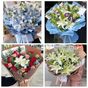 焦作市解放中站区马村山阳区同城鲜花店玫瑰百合花束送老婆女朋友
