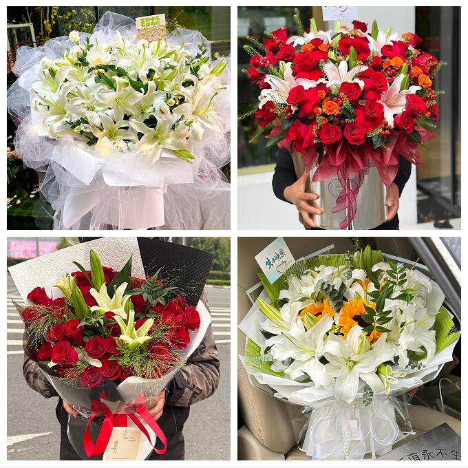 重庆市铜梁璧山区潼南区荣昌区同城鲜花店送玫瑰百合花束老婆生日