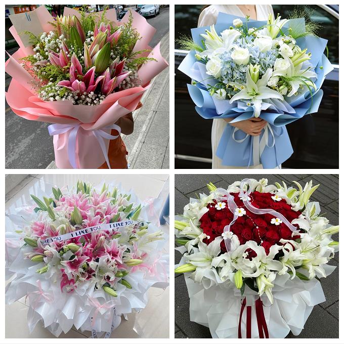 送大庆市红岗区大同区肇州县同城鲜花店玫瑰百合花束送老婆女朋友 - 实物图