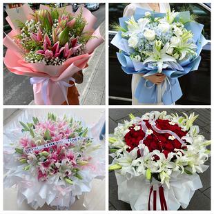 送大庆市红岗区大同区肇州县同城鲜花店玫瑰百合花束送老婆女朋友