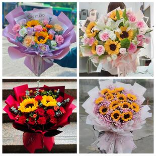 北京市昌平区天通苑北天通苑南同城鲜花店学生高考向日葵玫瑰花束