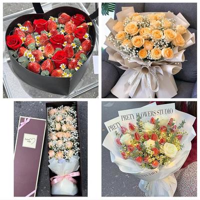 湖南省常德市汉寿县澧县临澧县鲜花店同城配送女朋友草莓玫瑰花束