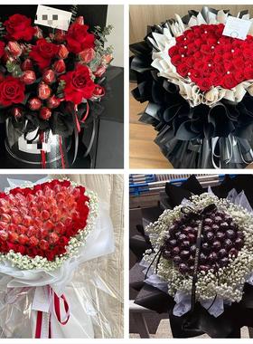 甘肃张掖市甘州区肃南县民乐县鲜花店同城配送女朋友草莓玫瑰花束