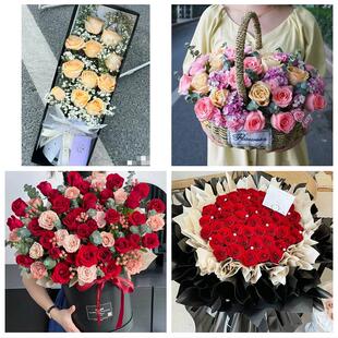 送上海市静安区北站街宝山路同城鲜花店三八玫瑰送闺蜜女朋友老婆